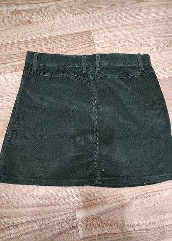 Düğmeli Kadife Mini Etek - Haki - Görsel 2