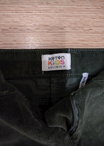 Düğmeli Kadife Mini Etek - Haki - Görsel 3