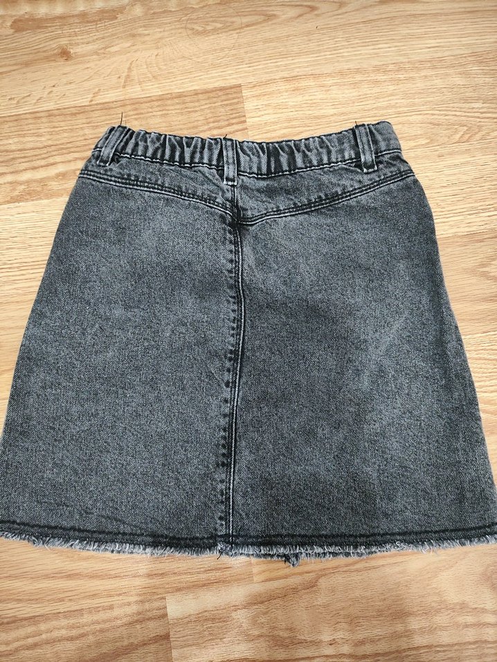 Gri Midi Denim Mini Etek - Görsel 2