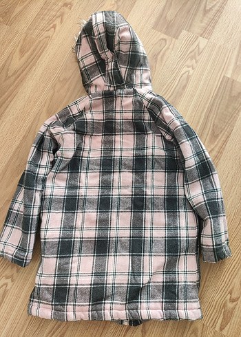 Sokak Stili Gri Pembe Ekoseli Kürklü Kaban - Görsel 2