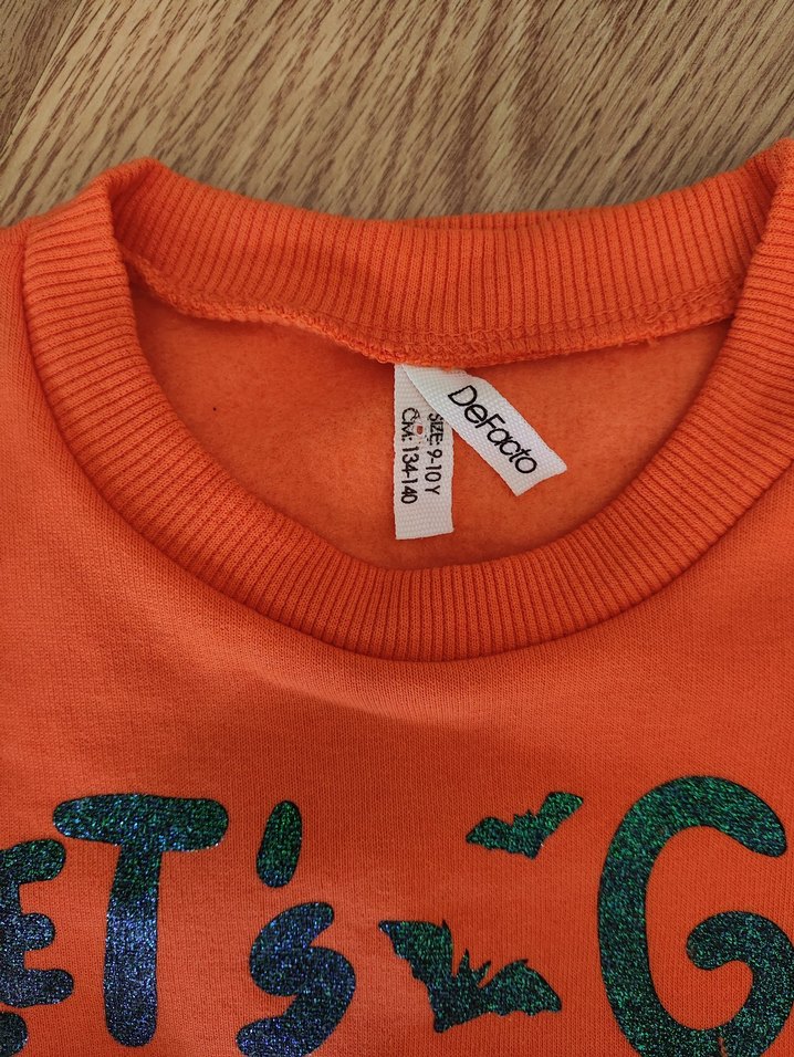 Turuncu Baskılı kız Sweatshirt - Görsel 3