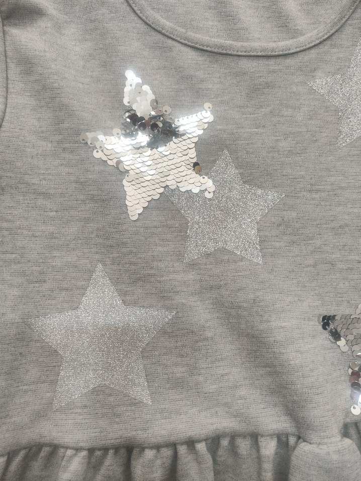 Uzun Kollu Gri Nakışlı Kız Elbisesi - Görsel 5