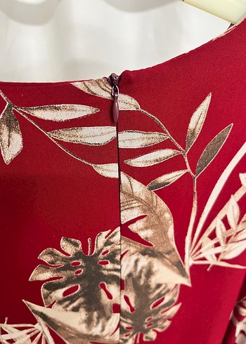 Bordo Bohem Uzun Kollu Salaş Elbise - Görsel 3