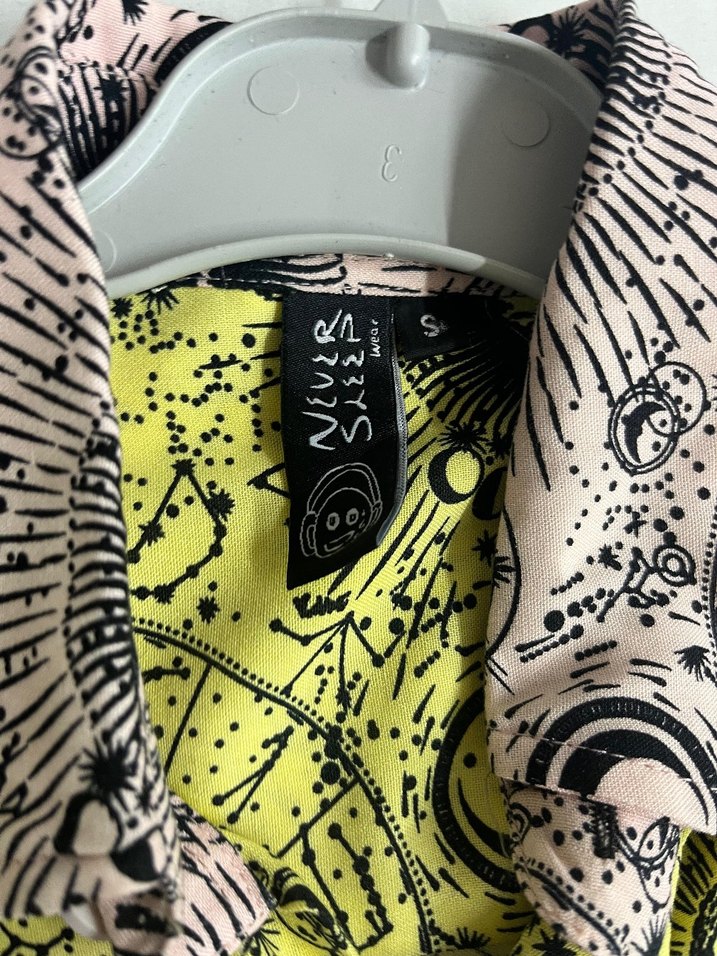 Sarı Renkli Mini Batik Desenli Kadın Gömlek - Görsel 3