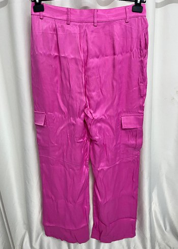 Pembe Parlak Salaş Midi Kadın Kumaş Pantolon - Görsel 2