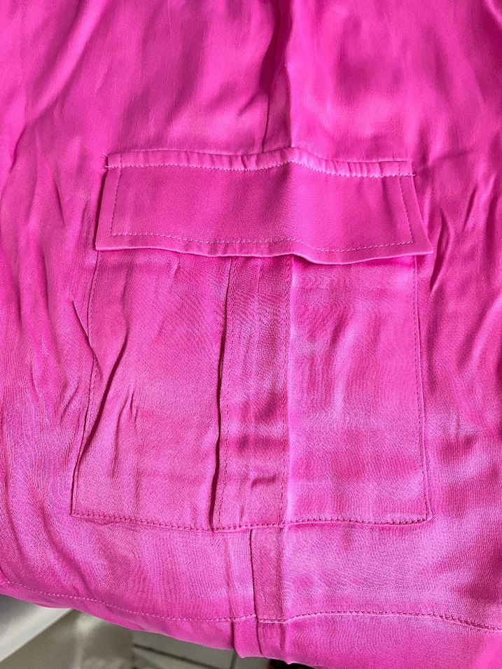 Pembe Parlak Salaş Midi Kadın Kumaş Pantolon - Görsel 3