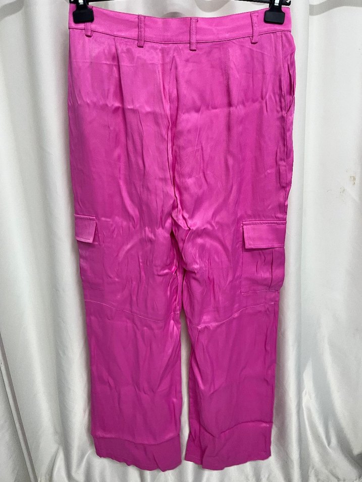 Pembe Parlak Salaş Midi Kadın Kumaş Pantolon - Görsel 2