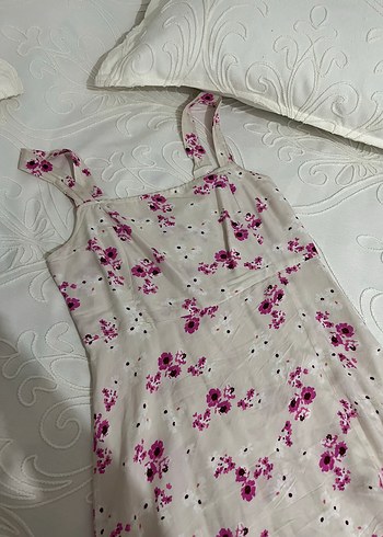 xs Beden çeşitli Renk Pembe Çiçekki Desenli Midi Kadın Elbise