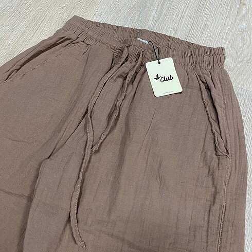 xl Beden kahverengi Renk Keten Pantolon