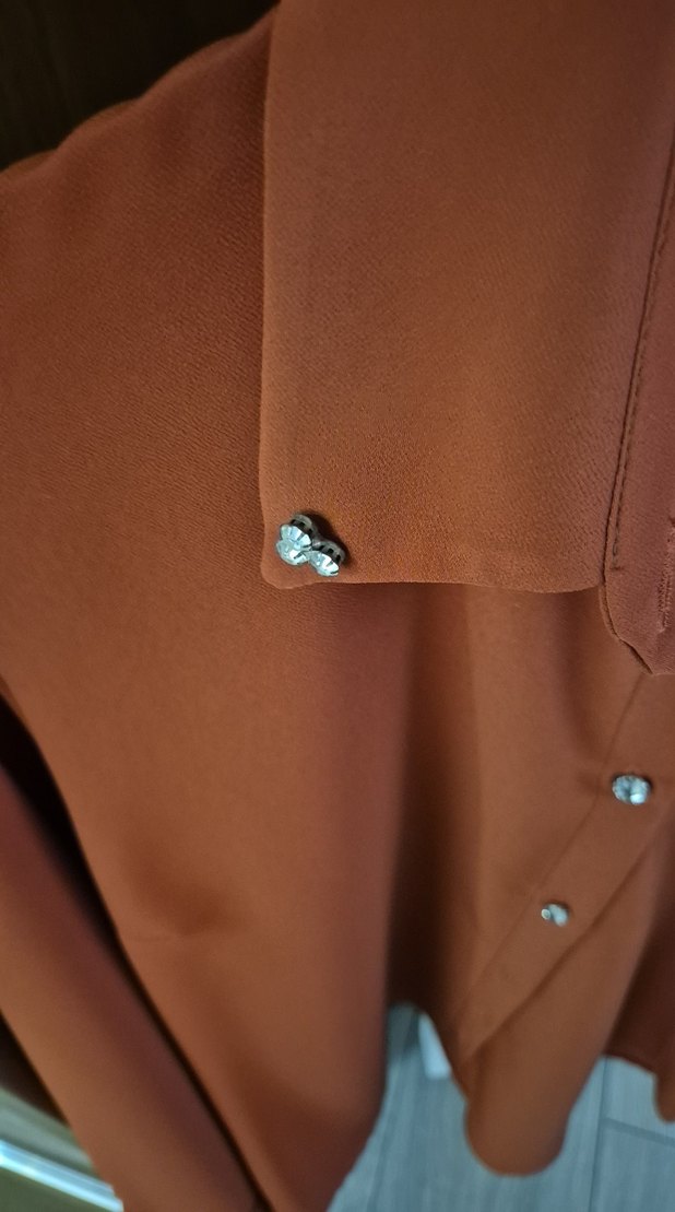 Turuncu  Düğmeli Hamile Bluzu - Görsel 2