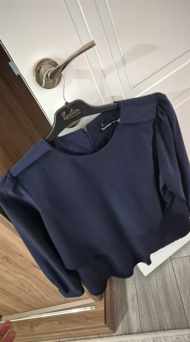 Düğmeli Mini Koyu larcıverti Kadın Bluz - Görsel 3