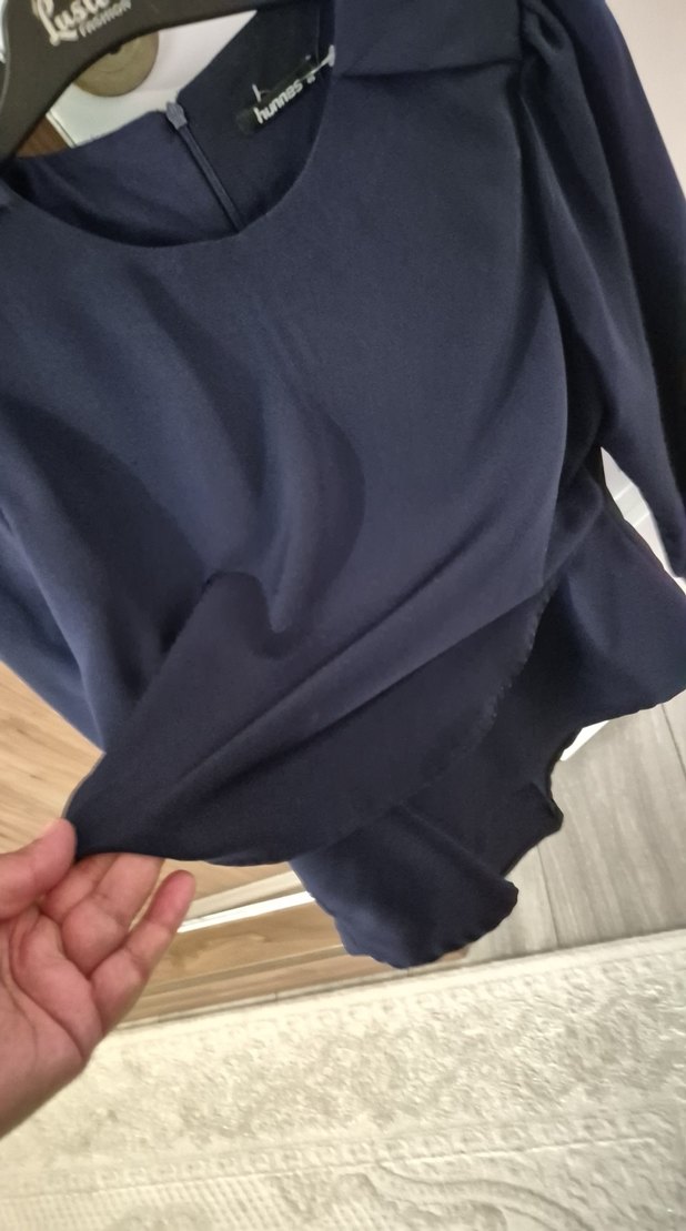 Düğmeli Mini Koyu larcıverti Kadın Bluz - Görsel 2