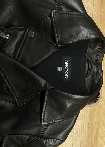 Siyah Deri Kemerli Biker Ceket - Görsel 3