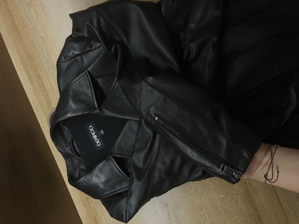 Siyah Deri Kemerli Biker Ceket - Görsel 2