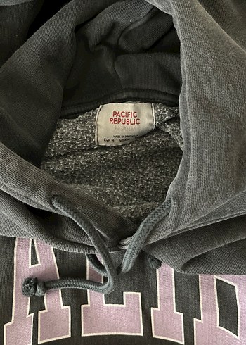 Pull and Bear Gri Kapüşonlu MALIBU Baskılı Sweatshirt