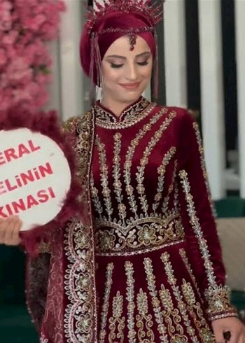 Diğer Payetli Bordo Kadın Kına Elbisesi