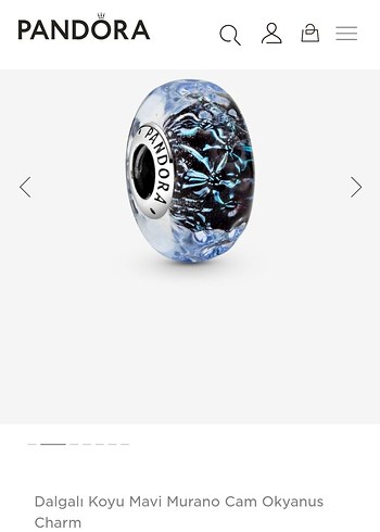 PANDORA DALGALI KOYU MAVİ MURANO CAM OKYANUS CHARM