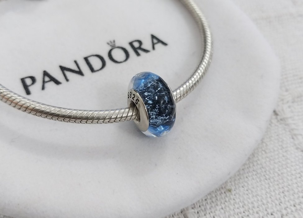 DALGALI KOYU MAVİ  CAM MURANO CHARM - Görsel 2