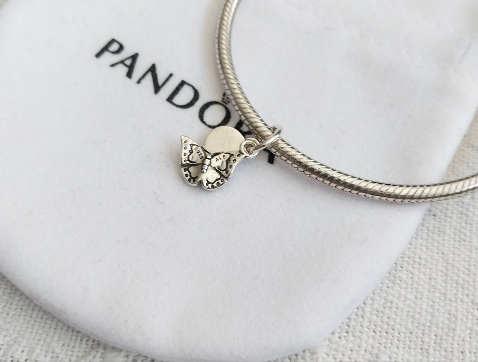 MAVİ KELEBEK VE YAZILI ÇİFT SALLANTILI CHARM - Görsel 3