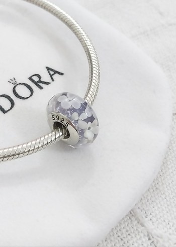 MOR RENKLİ ÇİÇEK MURANO CHARM - Görsel 2