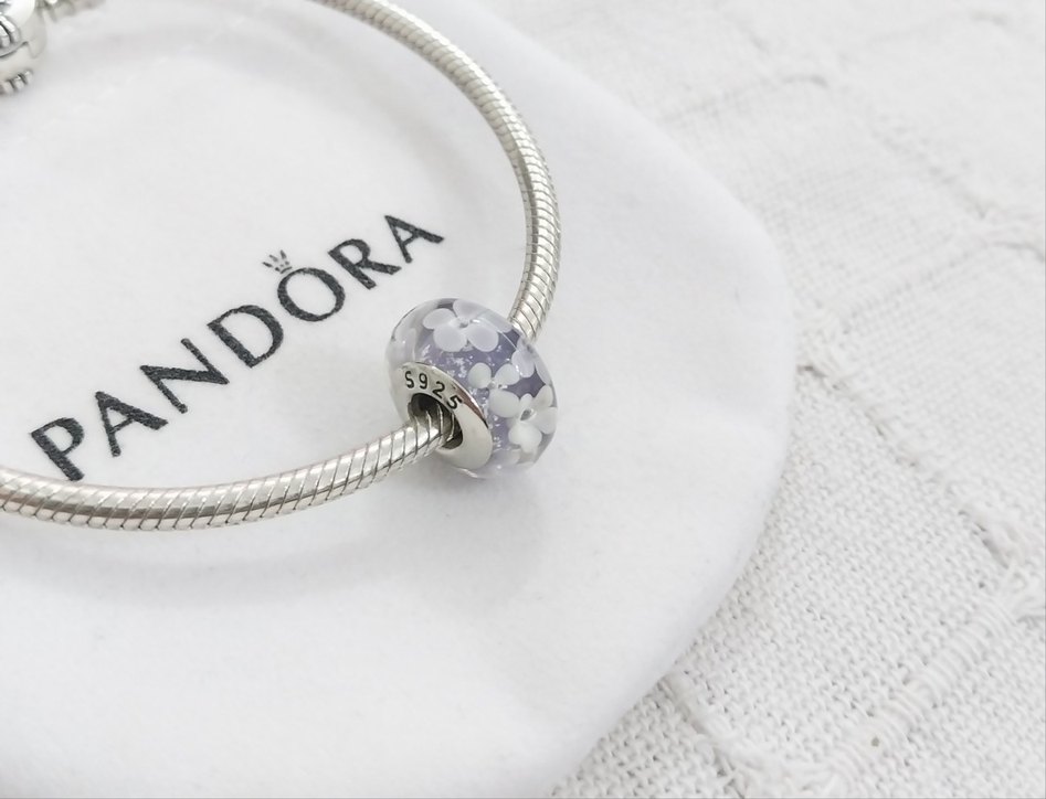 MOR RENKLİ ÇİÇEK MURANO CHARM - Görsel 2