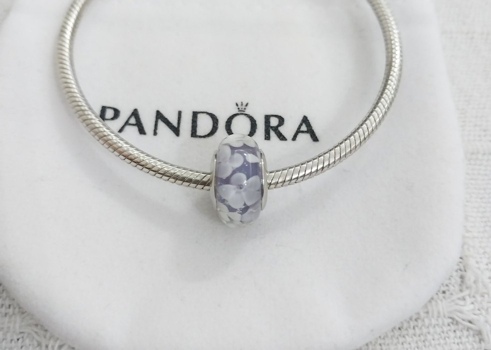 MOR RENKLİ ÇİÇEK MURANO CHARM - Görsel 3