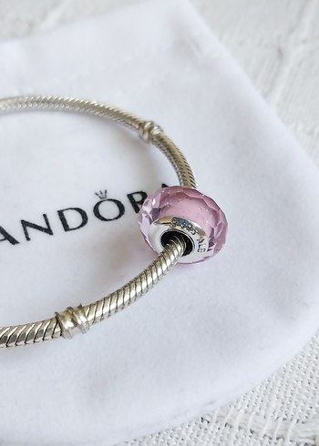 PEMBE YÜZEYLİ CAM MURANO CHARM - Görsel 2