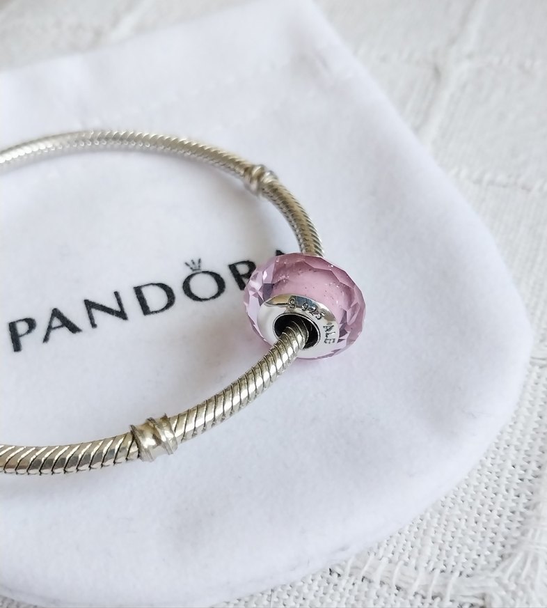 PEMBE YÜZEYLİ CAM MURANO CHARM - Görsel 2