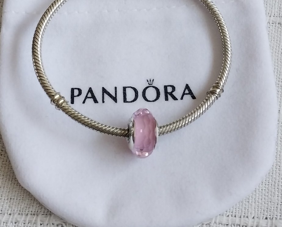 PEMBE YÜZEYLİ CAM MURANO CHARM - Görsel 3