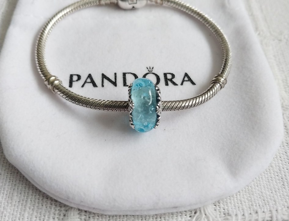 Buz Mavisi Kar Tanesi Murano Charm - Görsel 4