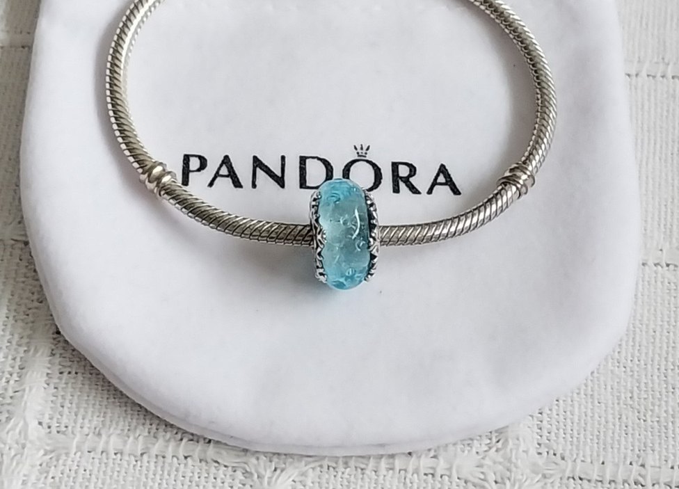 Buz Mavisi Kar Tanesi Murano Charm - Görsel 5