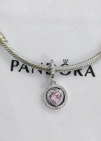 IŞILTILI ÇİFT HALE KALPLİ SALLANTILI CHARM - Görsel 2