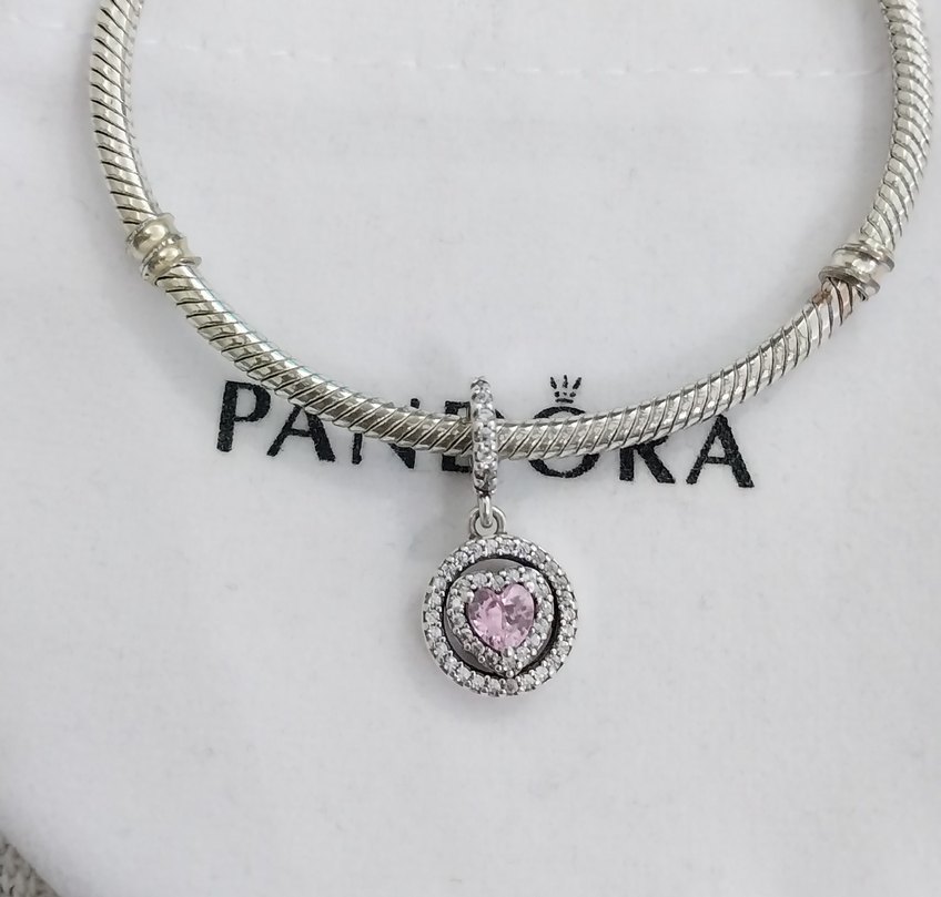 IŞILTILI ÇİFT HALE KALPLİ SALLANTILI CHARM - Görsel 2