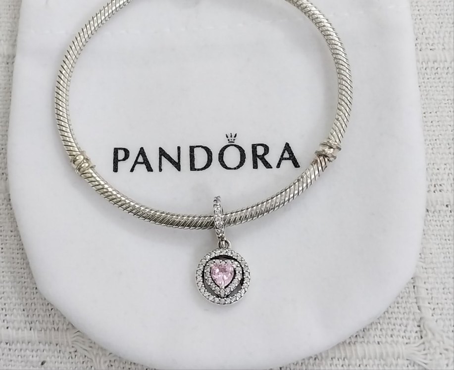 IŞILTILI ÇİFT HALE KALPLİ SALLANTILI CHARM - Görsel 4