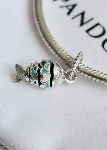  Beden mavi Renk Pandora Mavi Pullu Balık Sallantılı Charm