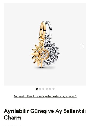 Pandora Ayrılabilir Ay ve Güneş Sallantılı Charm