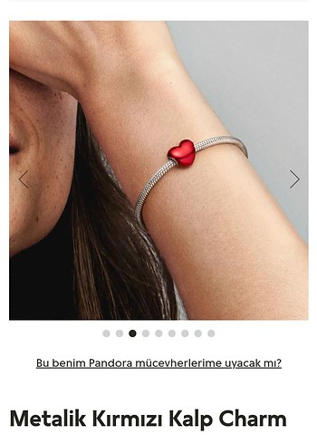 Metalik Kırmızı Kalp Charm - Görsel 2