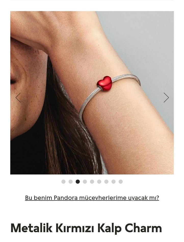 Metalik Kırmızı Kalp Charm - Görsel 2