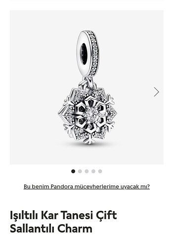 Işıltılı Kar Tanesi Çift Sallantılı Charm