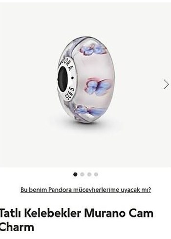 Tatlı Kelebekler Murano Cam Charm