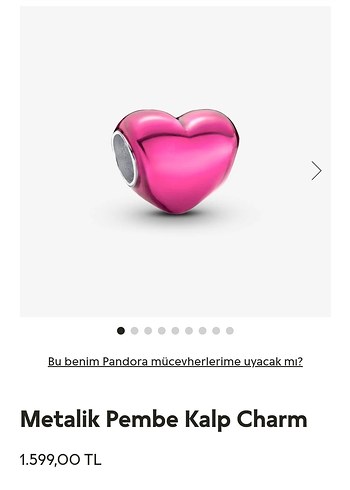 Metalik Pembe Kalp Charm