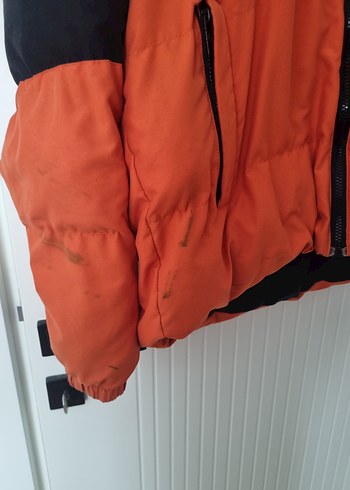 Turuncu Siyah Yüksek Yakalı Fermuarlı Mont - Görsel 2