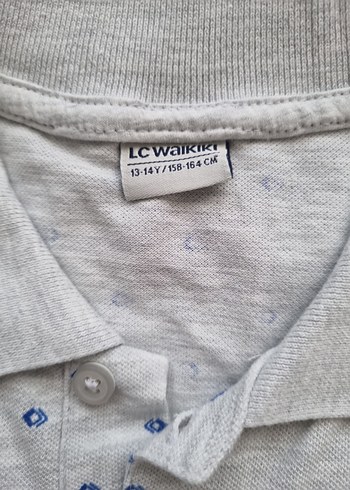 Gri Baskılı Kısa Kollu Polo Tişört 13 14 yas icin - Görsel 3