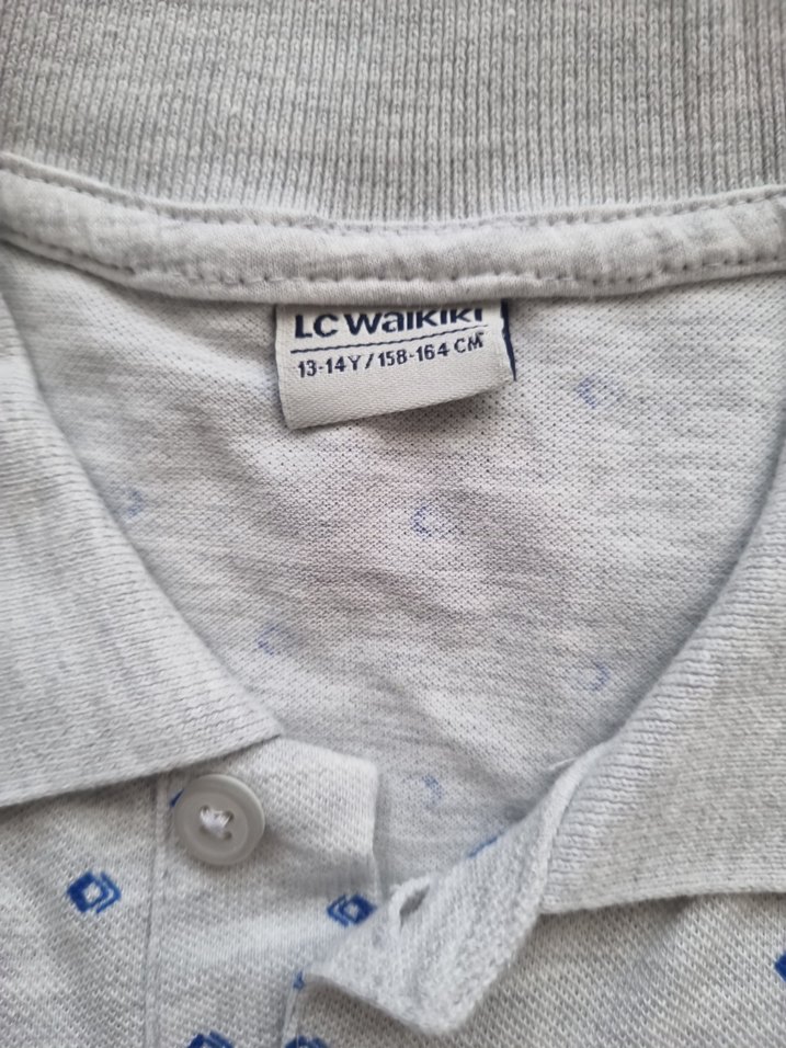 Gri Baskılı Kısa Kollu Polo Tişört 13 14 yas icin - Görsel 3