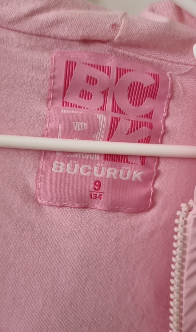 Pembe Kapüşonlu Kız Çocuk Ceket yağmurluk - Görsel 3