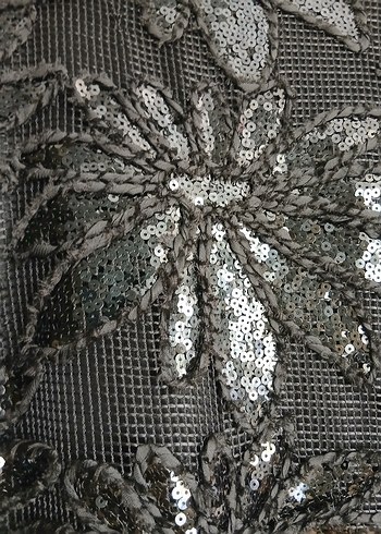 42 Beden Siyah Payetli Uzun Kollu Gotik Kadın Elbise