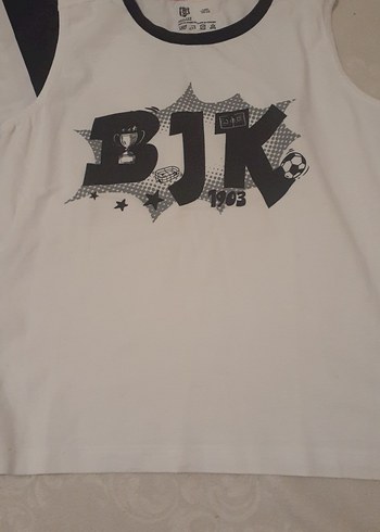 BJK Baskılı Çocuk Tişörtü Beyaz Gri - Görsel 2