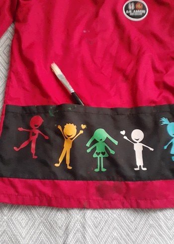 Kırmızı Baskılı boyama Önlüğü - Görsel 5