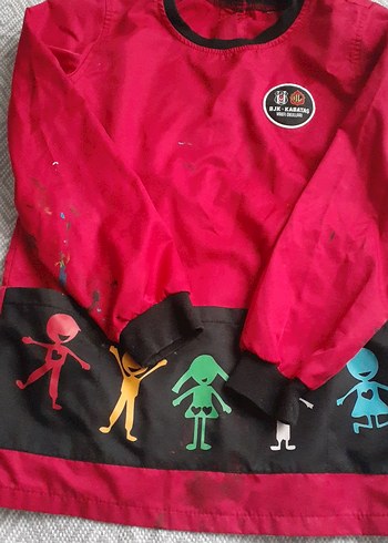 Kırmızı Baskılı boyama Önlüğü - Görsel 4