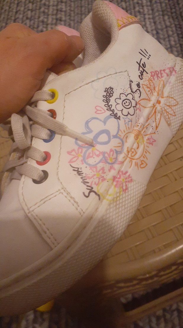 Beyaz Baskılı Kadın Dolgu Topuk Spor Ayakkabı - Görsel 3